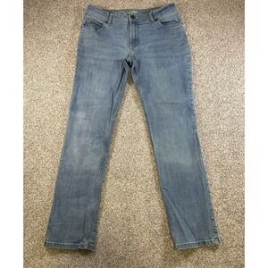 Wrangler Women's Straight Leg Jeans Size 11/12 x 32 Mid Rise Blue Denim